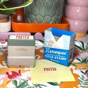 Shachihata XSTAMPER "POSTED" Pre-Inked Rubber Stamp, Red Ink, Vintage 1990s